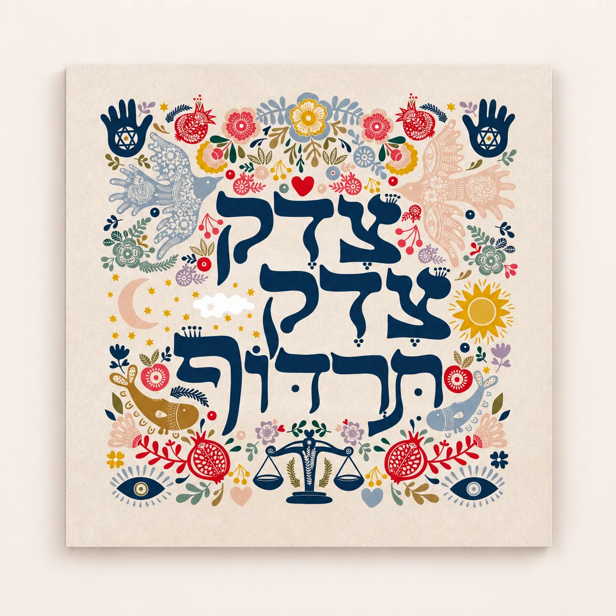 הדפס אמנות - צדק צדק תרדוף צבעוני